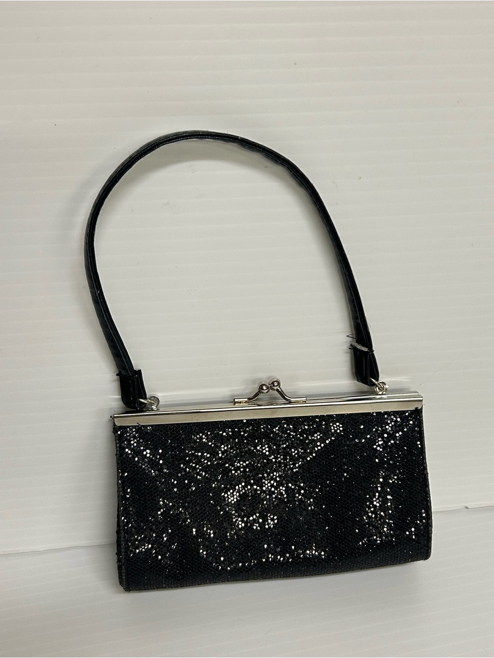 Caboodles Mini Sparkle Black Handbag Kiss Lock Closure